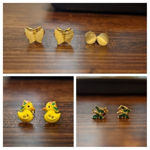 4 pairs of fun girly studs